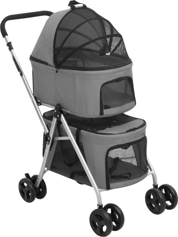 vidaXL vidaXL Dwupiętrowy, składany wózek dla psa, szary, 83x48x97 cm, Oxford