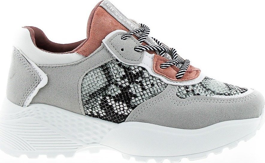 Estetino Tenisówki sportowe z wężowym wzorkiem szare-38