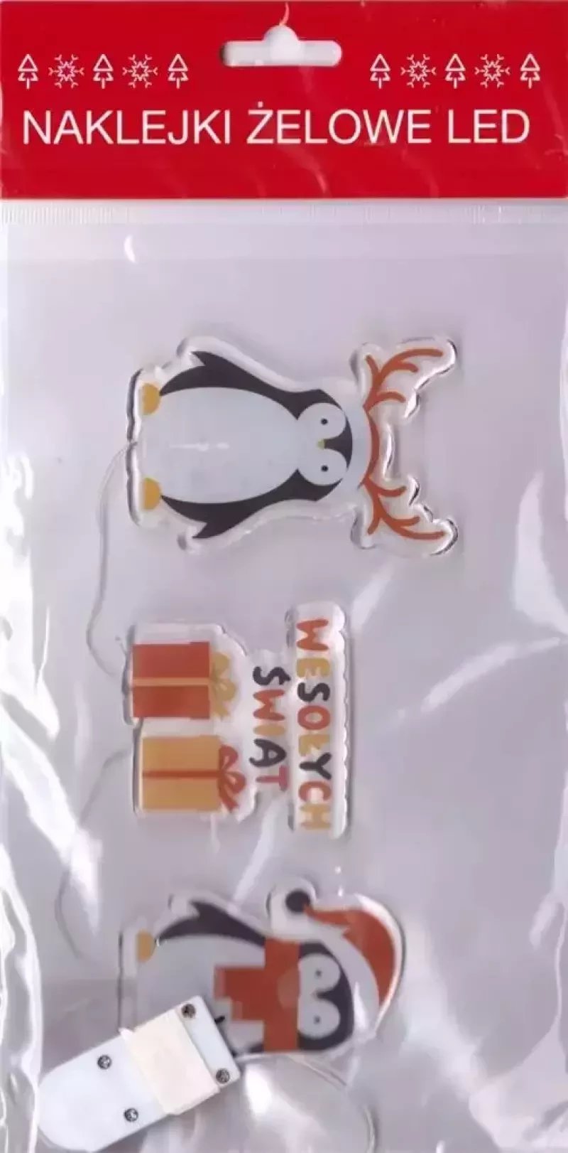 Żelowe naklejki dekoracyjne LED Wesołych...