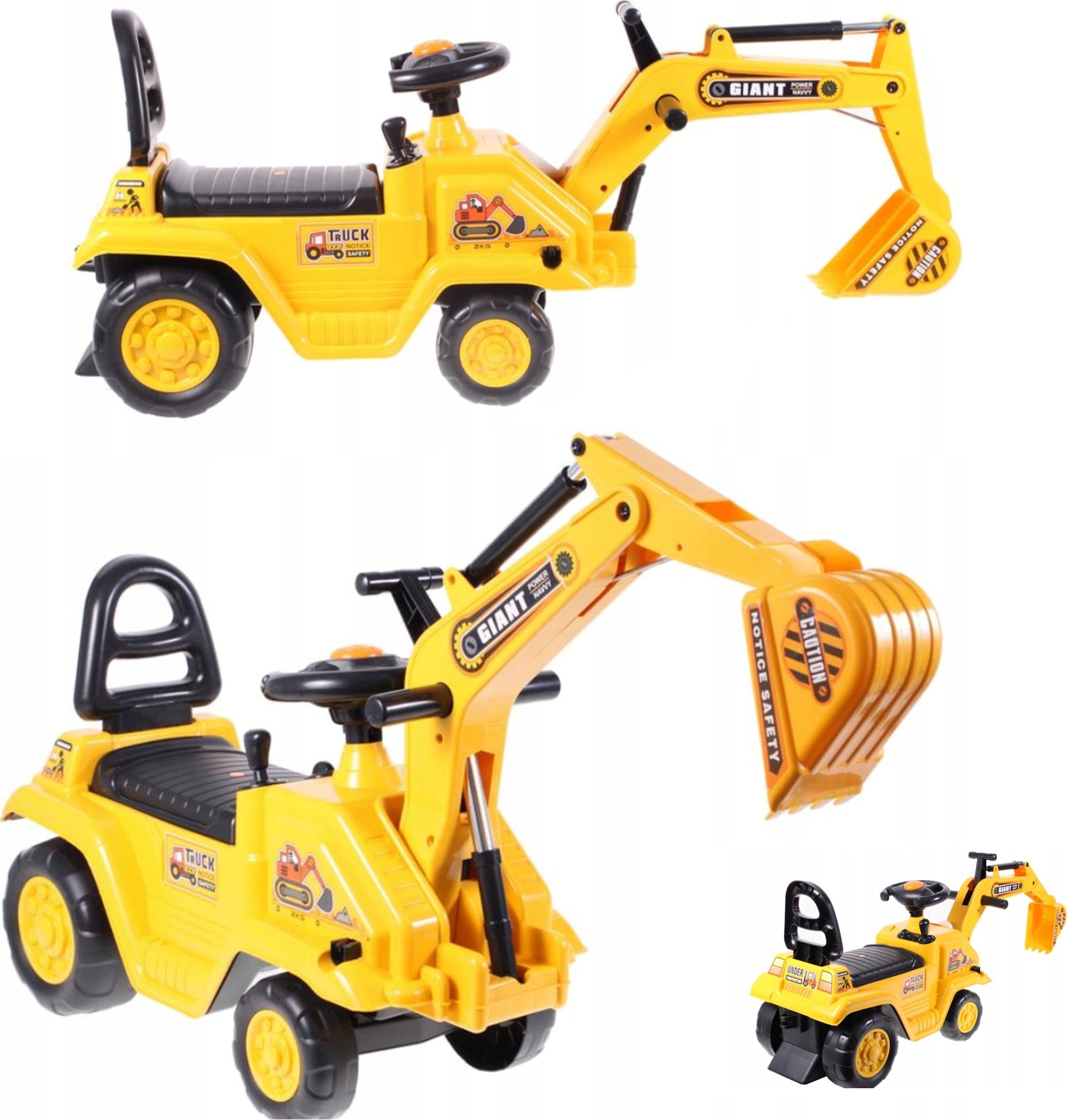 Coil Coil jeździk pchacz chodzik koparka nocnik 3w1 autko samochód duży dla dzieci