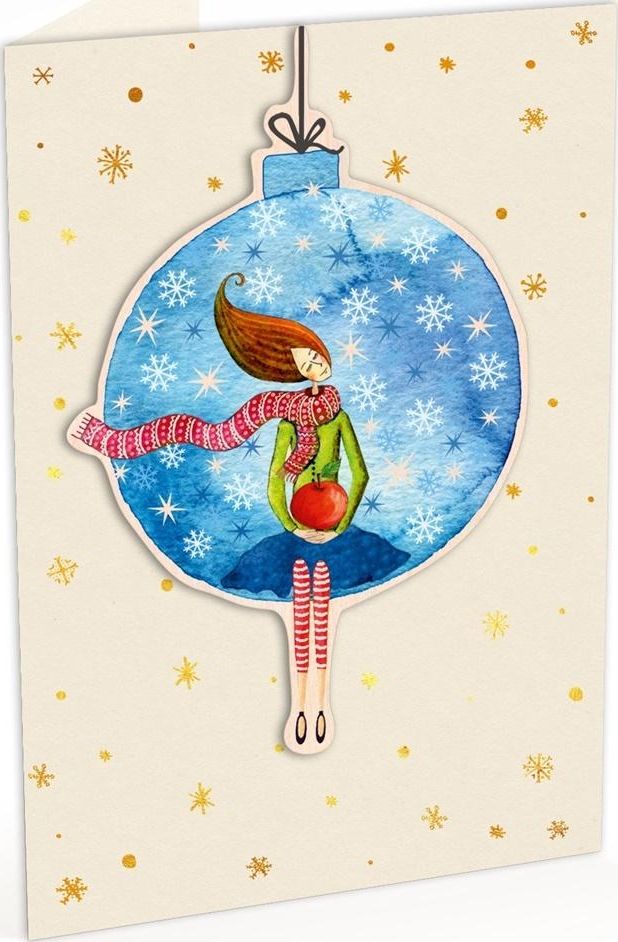 Cozywood Karnet C6 naklejany + kop. Święta Kob. i bombka