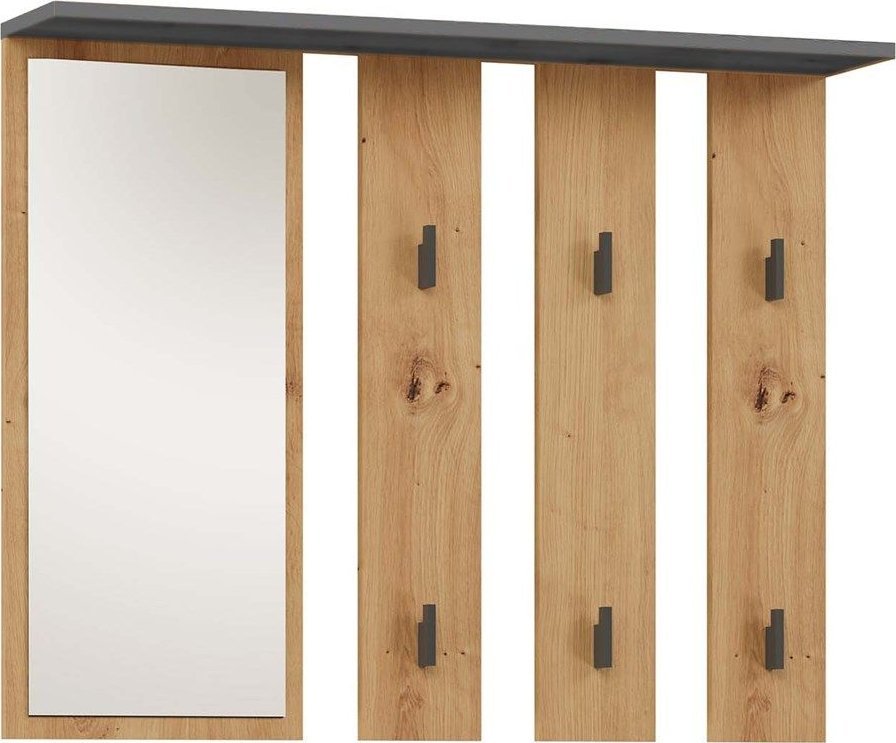 Topeshop Wieszak na ubrania, lustro, Parma, 100x15x81,5 cm, dąb artisan, antracyt