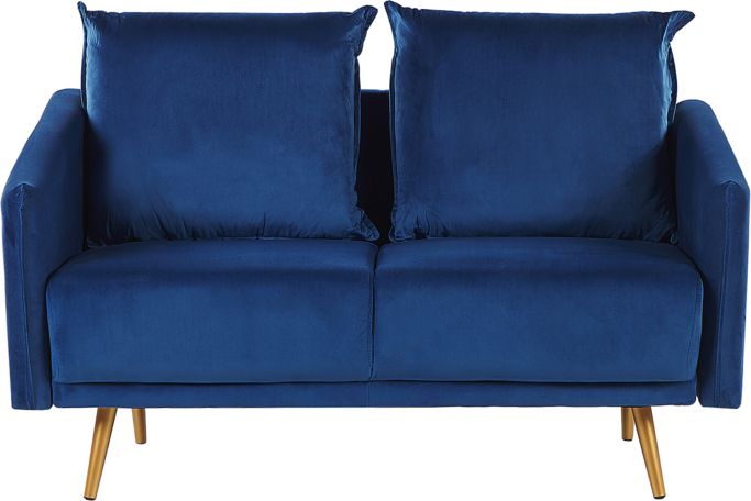Beliani Sofa 2-osobowa welurowa niebieska MAURA