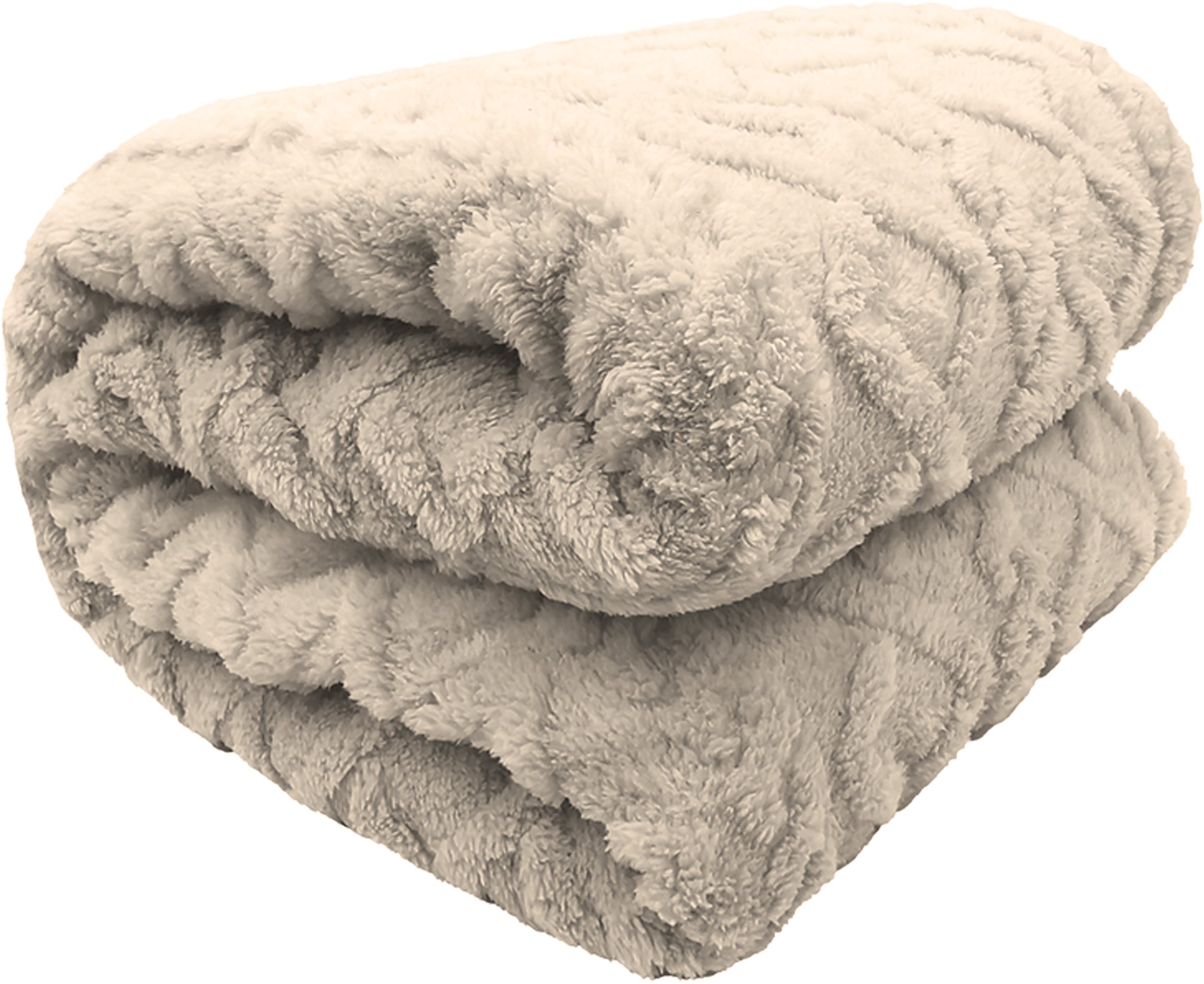 Koc 200x220 beż Aries tłoczony przytulny miękki narzuta do sypialni