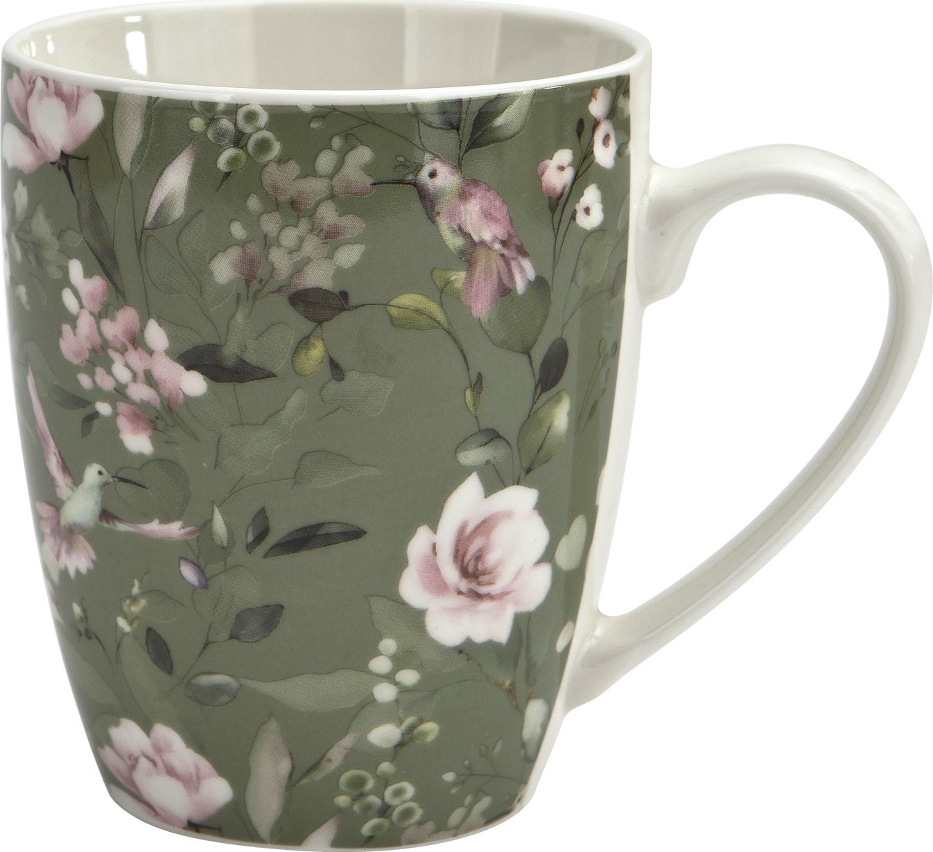 Veroni Kubek porcelanowy 360 ml Grande ciemnozielony wzór 1