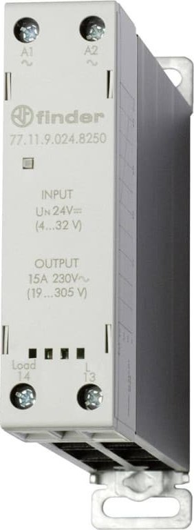 Finder Stycznik SSR z radiatorem na szynę DIN 15A, załączanie w zerze, sterowanie 24V DC 77.11.9.024.8250