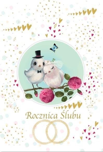 Trend Karnet B6 Rocznica ślubu, ptaszki Gold TG11