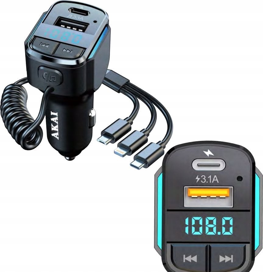 Transmiter FM Akai Transmiter samochodowy AKAI FMT-32BT