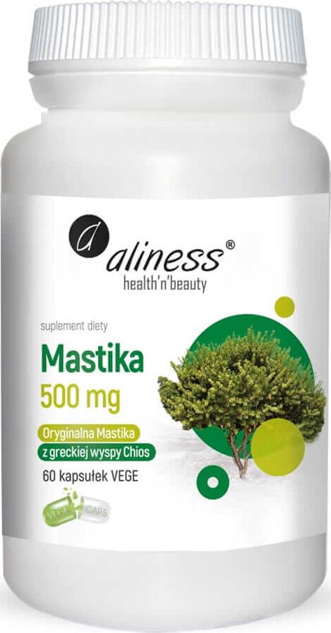 Aliness ALINESS Mastika, sproszkowana żywica Pistacia lentiscus 500mg 60 Kapsułek wegańskich