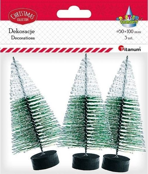 Drzewka plastikowe Choinki 10cm x 50mm 3szt ziel