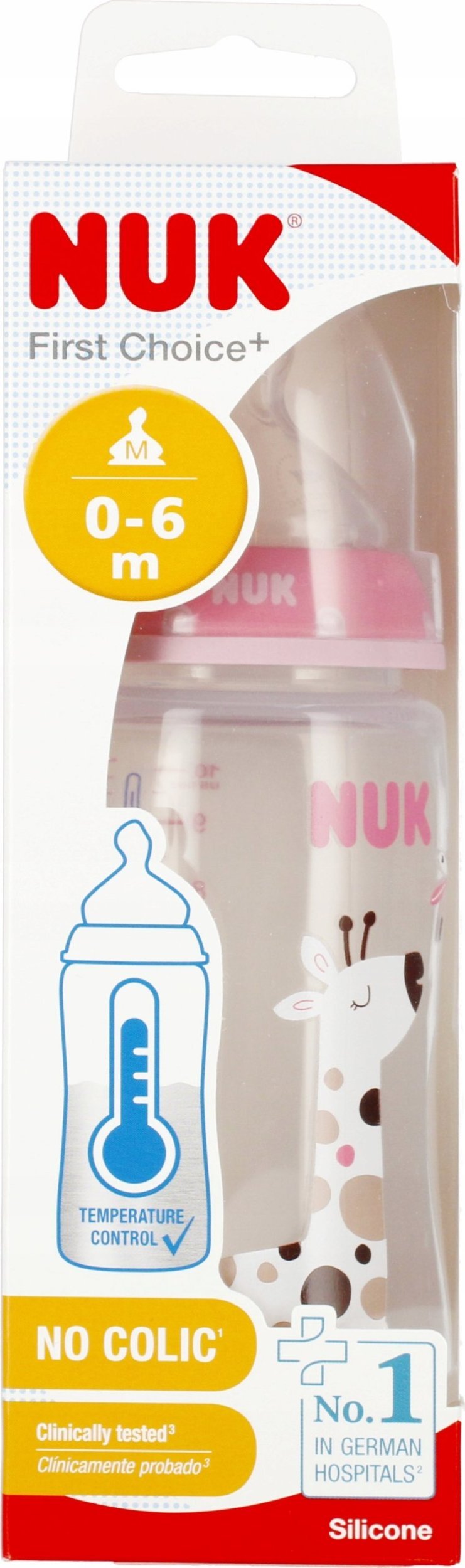 NUK 441120 Butelka 300ML Wskaźnik temperatury 0-6 527911, 741926 Różowa