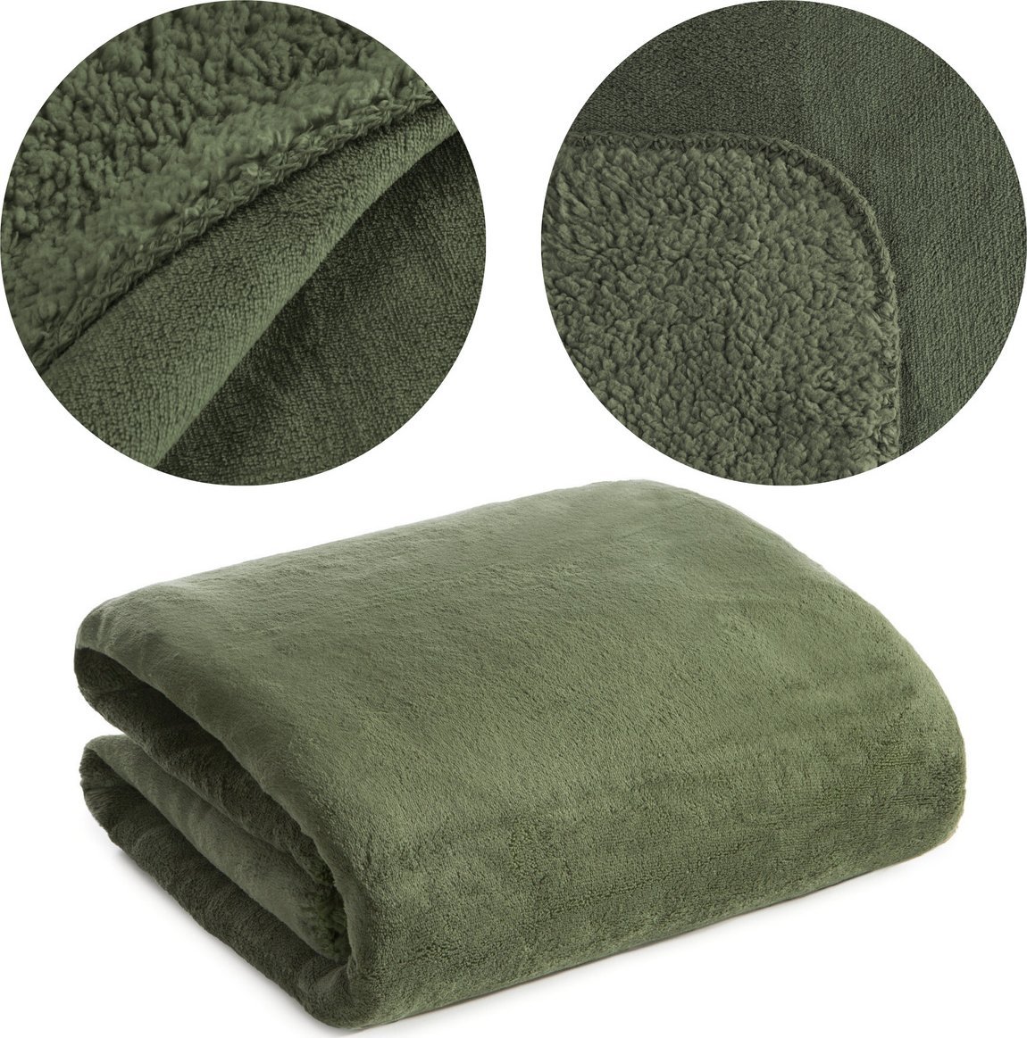 Eurofirany Koc 170 x 210 Mikrofibra Dwustronny Tedy Oliwka