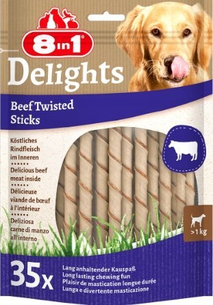 Tetra Przysmak 8in1 Delights Skręcane Pałeczki Beef Twist Sticks 35 sztuk