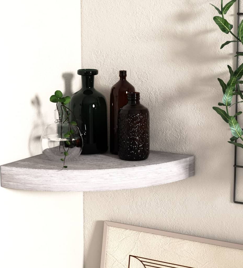 vidaXL Narożna półka ścienna, szarość betonu, 25x25x3,8 cm MDF