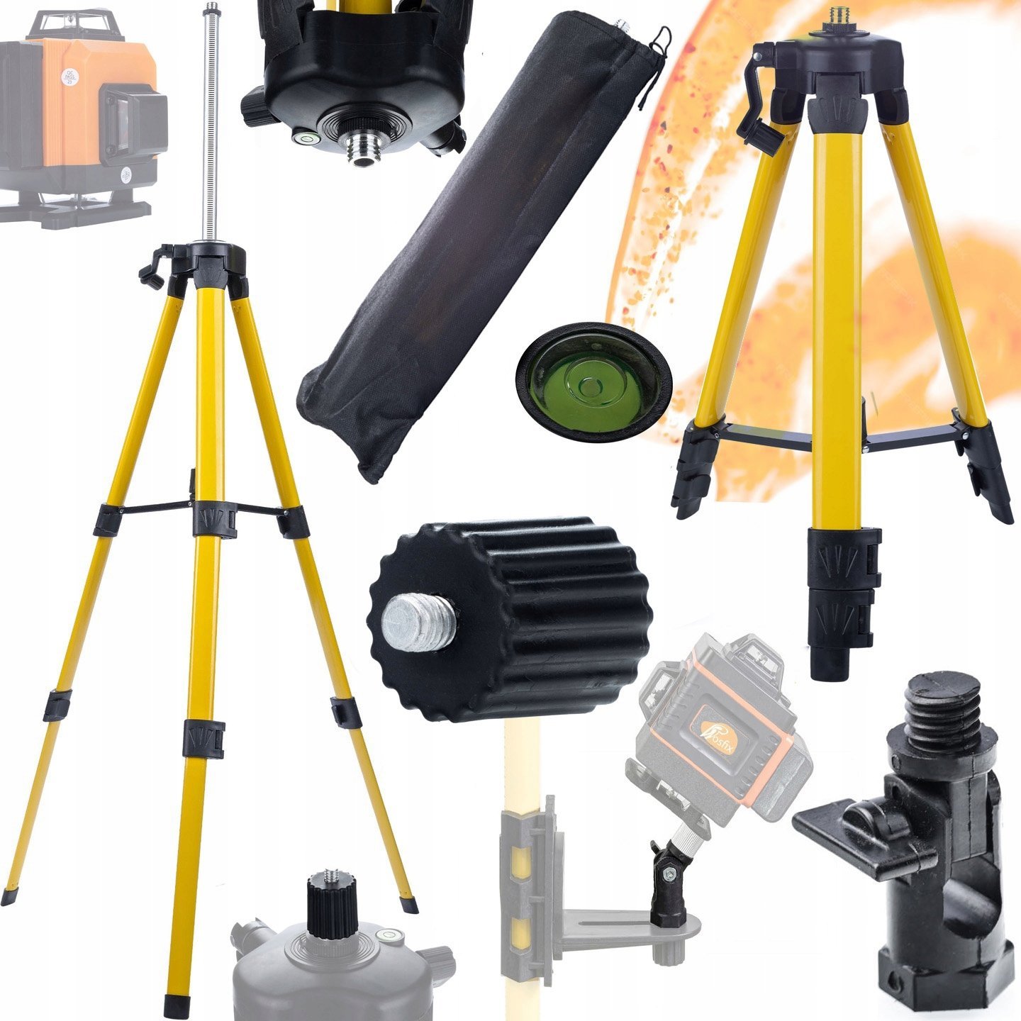 Rosfix ZESTAW TYCZKA STATYW 120CM DO LASERA+ADAPTER 5/8 1/4 DO WYZNACZANIA SKOSÓW