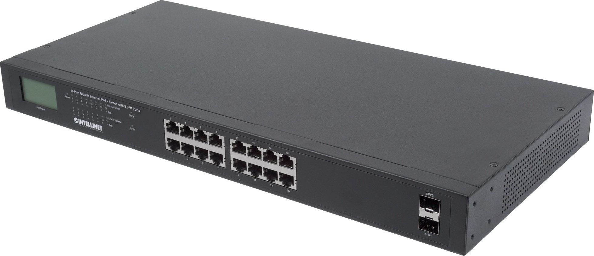 Switch Intellinet Network Solutions Gigabit 16x RJ45, POE+, 2x SFP, LCD, Rack 19 (561259)