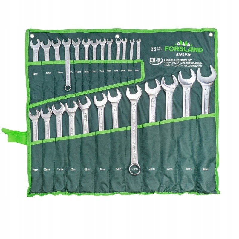 Zestaw kluczy płasko-oczkowych 25el. (6-36mm) na płachcie