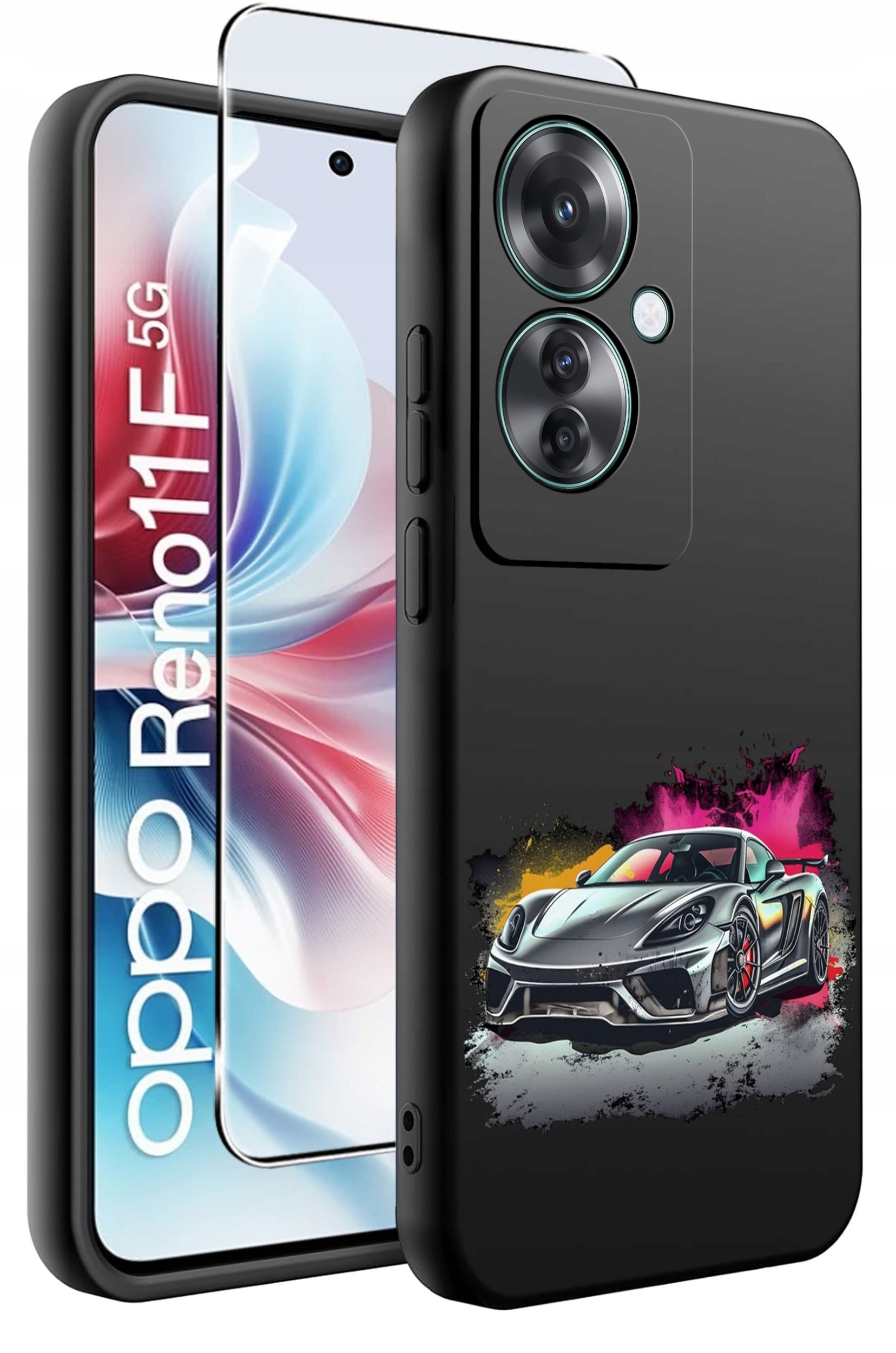 ETUI do Oppo Reno11 F 5G WZORY | SILIKONOWE MATT CASE + SZKŁO HARTOWANE 9H