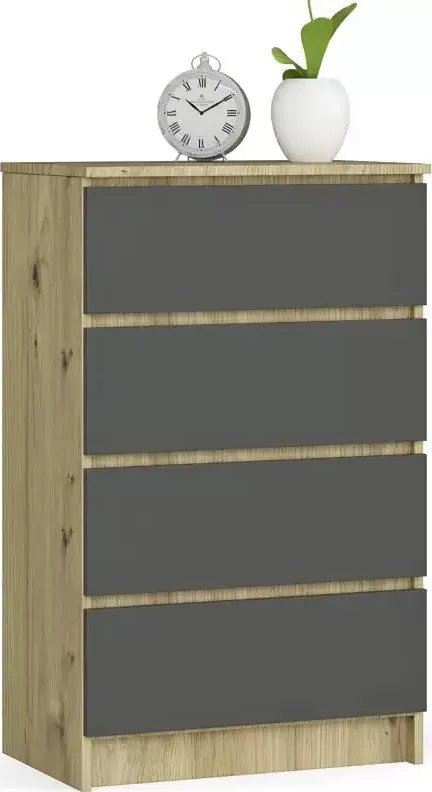 Elior Nowoczesna komoda z szufladami dąb artisan + grafit - Ranti 3X