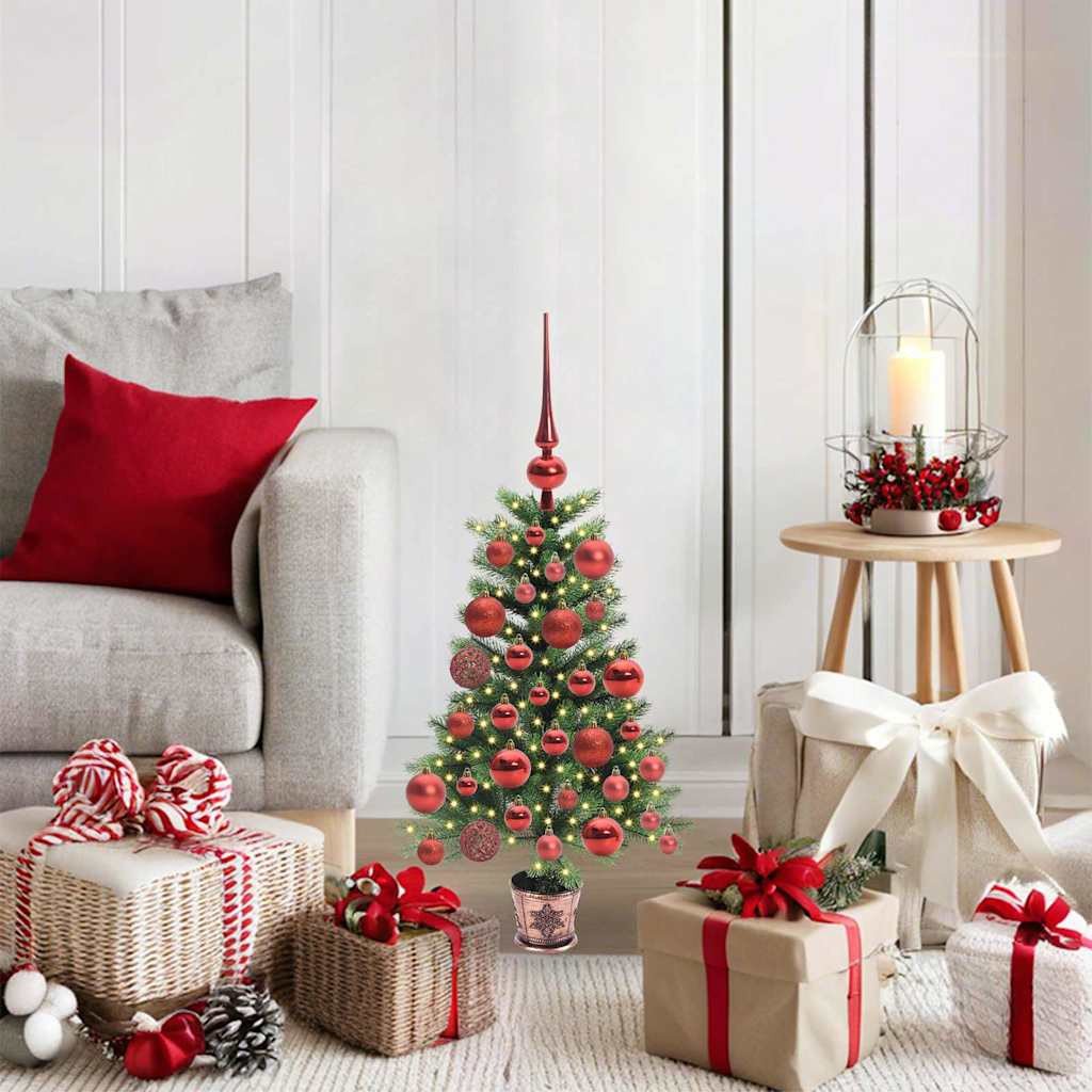 vidaXL Choinka z 150 diodami LED z podstawą Zielony 65 cm PE