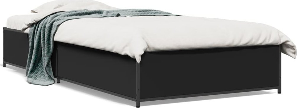 vidaXL vidaXL Rama łóżka, czarna, 100x200 cm, materiał drewnopochodny i metal