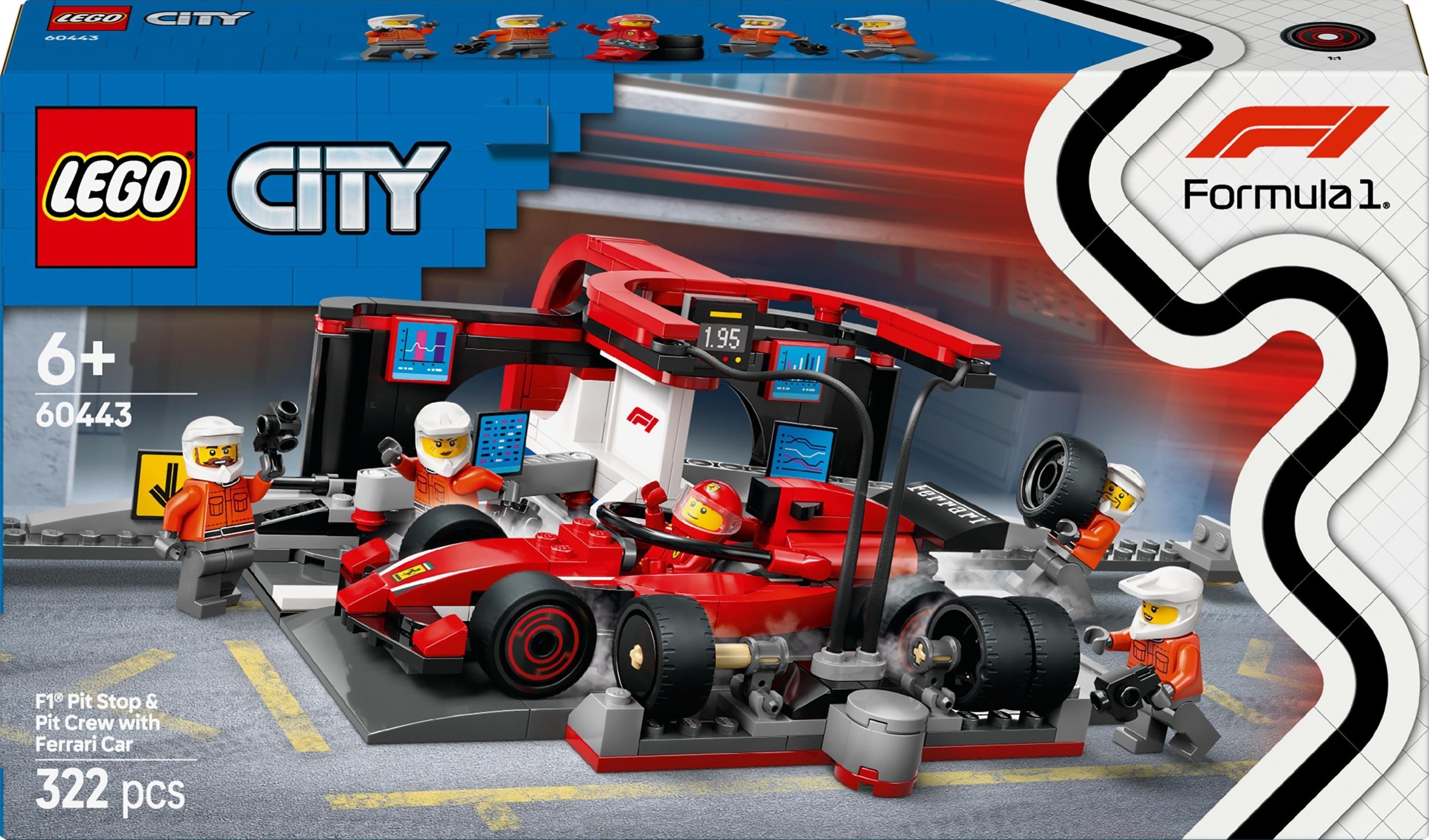 City Formula 1 F1® Pit stop i mechanicy z bolidem Ferrari (60443)