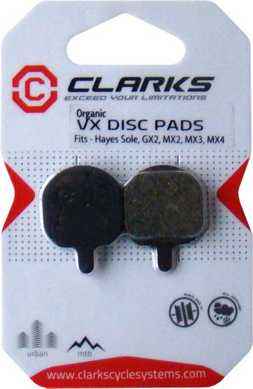 Clarks Okładziny hamulcowe HAYES (Sole, GX2, MX2, MX3, MX4) organiczne
