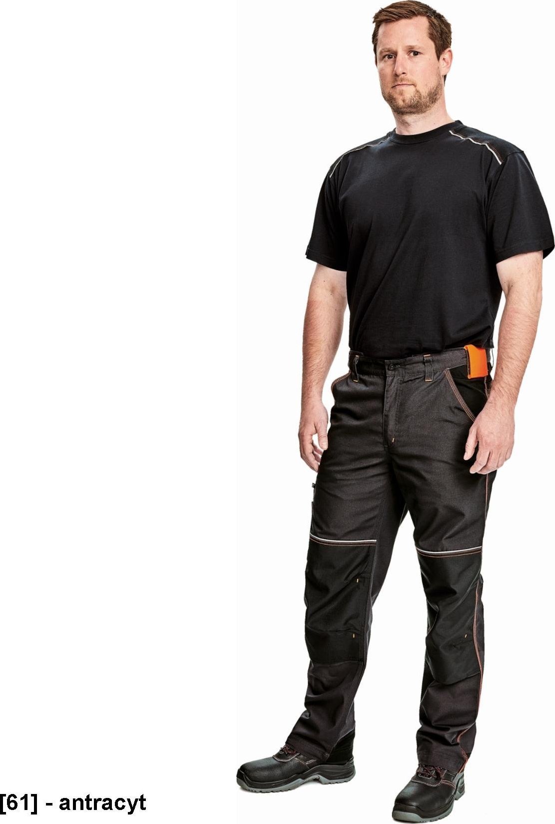 CERVA KNOXFIELD SPODNIE - spodnie ochronne do pasa z elastyczną talią, odblaskowe wstawki - antracyt 42