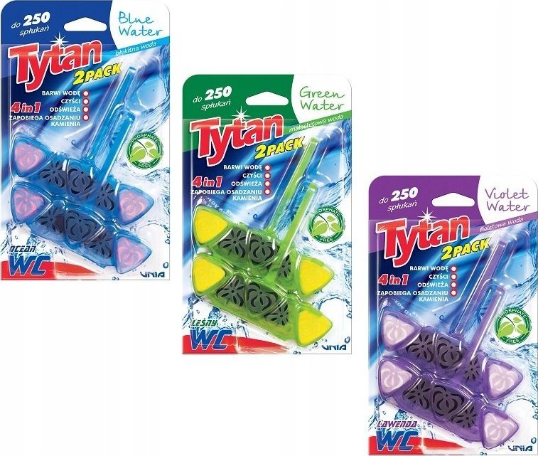 Tytan 3 x KOSTKA DO WC 4w1 TYTAN barwiąca wodę 2x40g