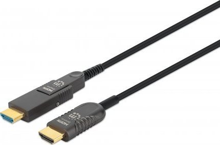 Kabel Manhattan MANHATTAN Aktives HDMI-Glasfaserkabel mit abnehmbarem Stecker 4K60Hz UHD HDMI-Stecker auf Micro-HDMI/HDMI-Stecker 50m HEC ARC