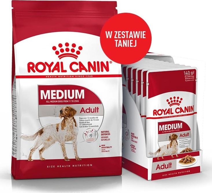 Royal Canin ROYAL CANIN Medium Adult 15kg + 10x140g saszetka