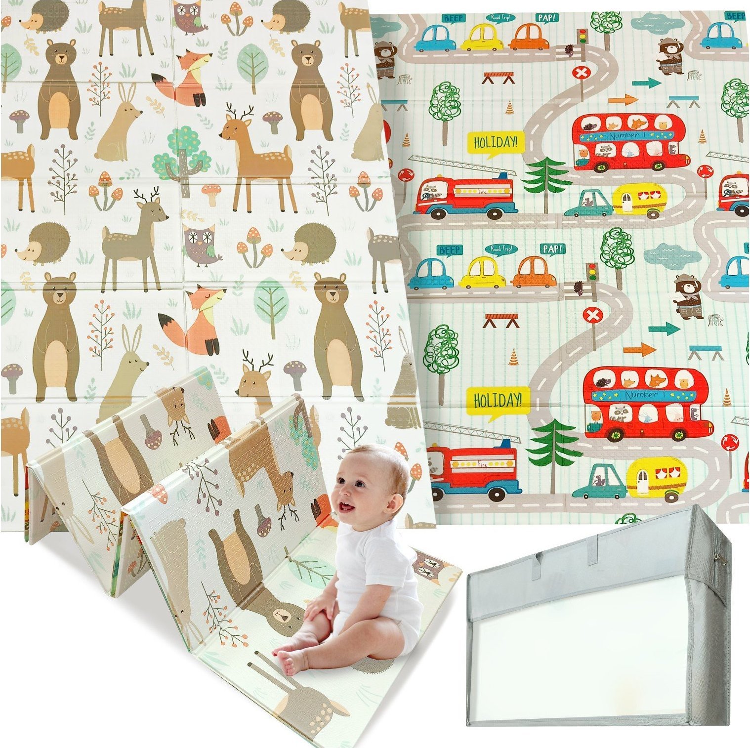 Happy Kiddo Mata piankowa składana dwustronna duża edukacyjna dla dzieci XPE 120x180 cm