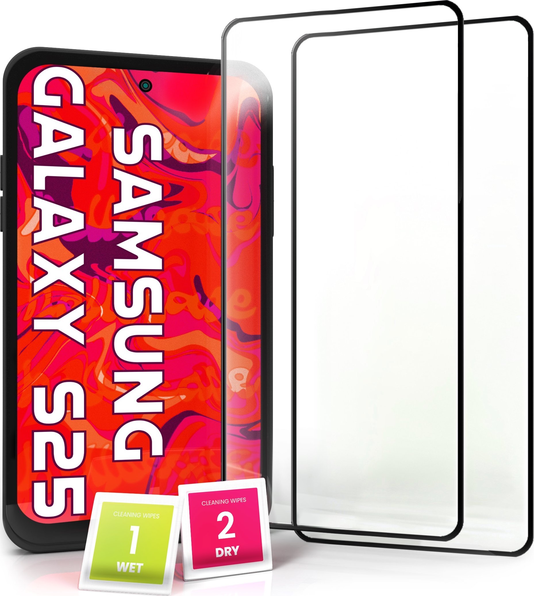 2-pak Szkło Hartowane do Samsung Galaxy S25 Ochronne Pełne Cały ekran 5D 9H