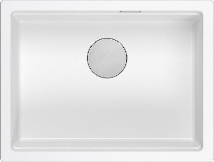Zlewozmywak GraniteQ LOGAN 100 GraniteQ zlewozmywak snow white 59,5x45,1x21,5 cm 1-komorowy podwieszany z syfonem manualnym stal szlachetna