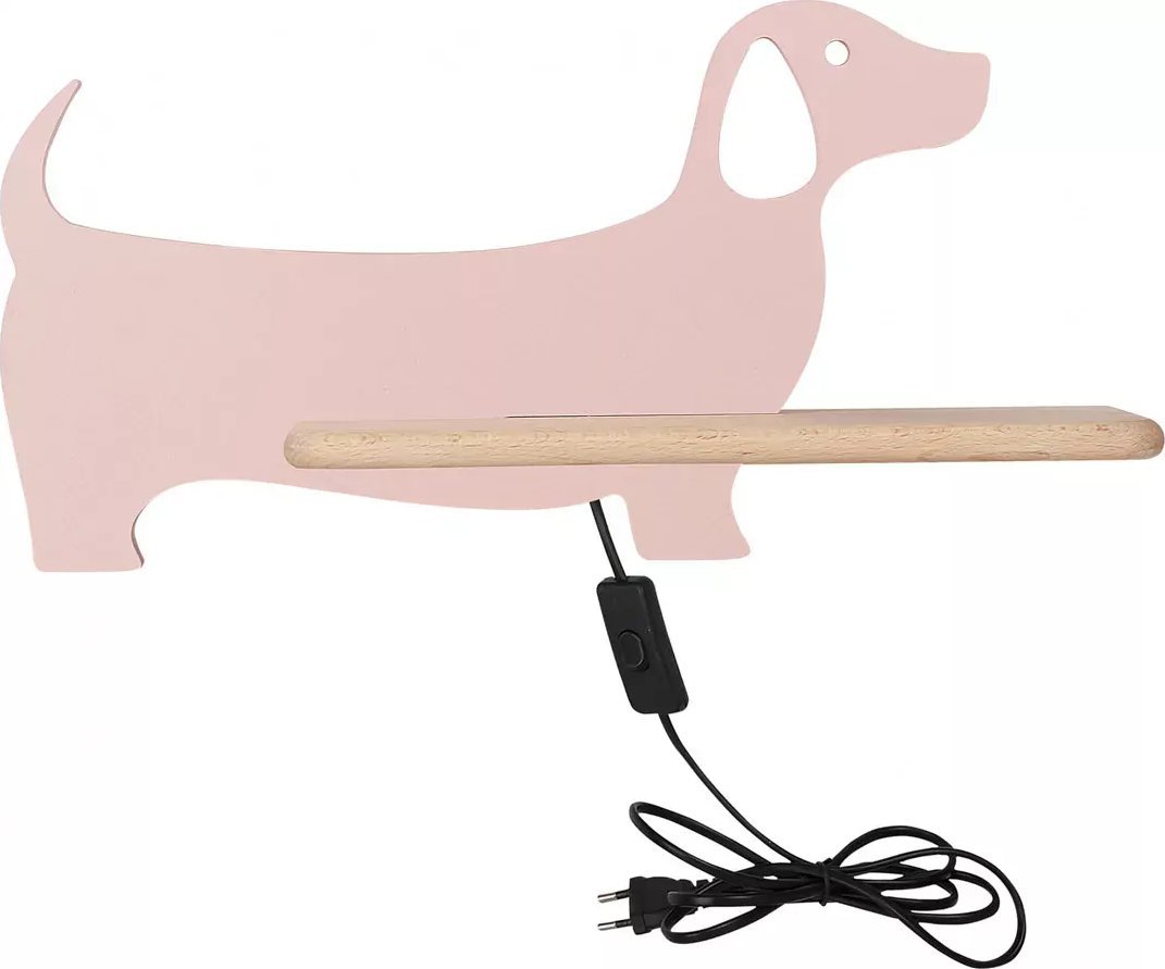 Lumes Różowy kinkiet dziecięcy w kształcie pieska z wtyczką - K048-Ogi