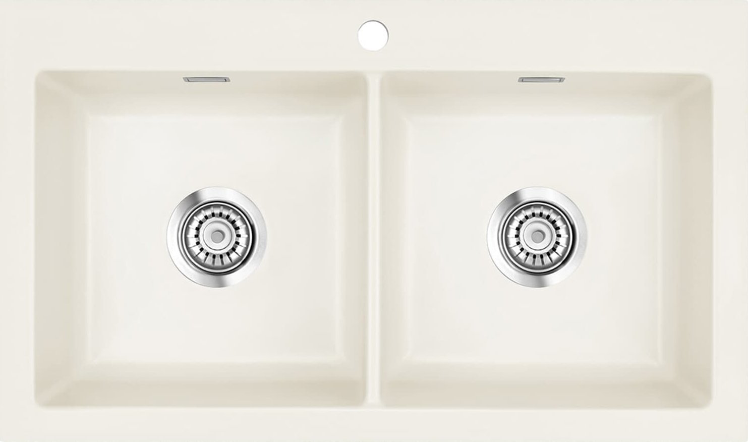 Zlewozmywak SYSTEMCERAM Systemceram Mera Twin Jasmin, Zlewozmywak ceramiczny, korek manualny,