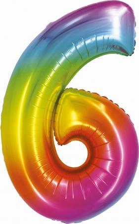 GoDan Balon foliowy Smart Cyfra 6 tęczowa 76cm CH-STC6