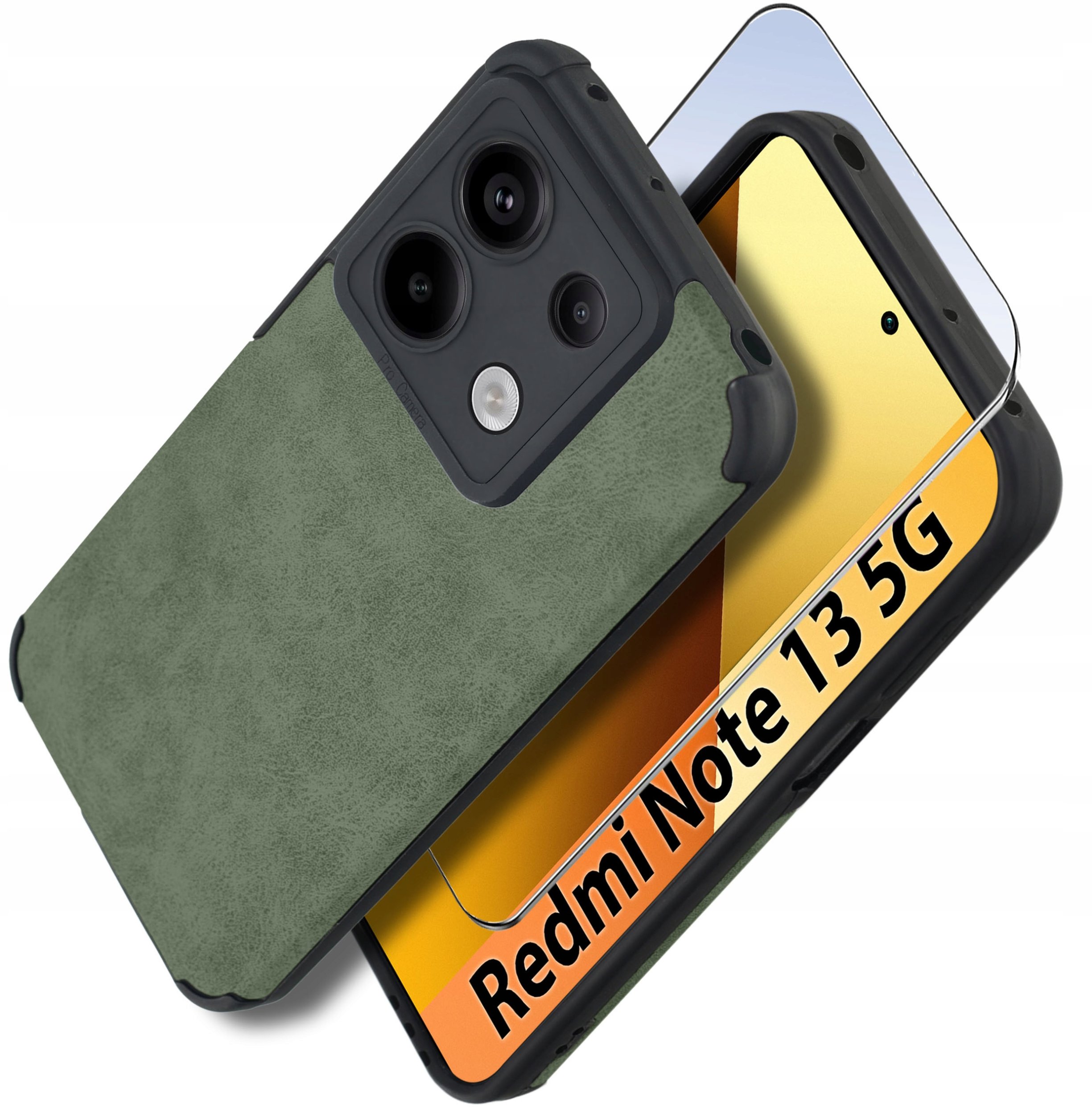 Etui do Xiaomi Redmi Note 13 5G silikonowe SKÓRZANE VINTAGE CASE + Szkło 9H