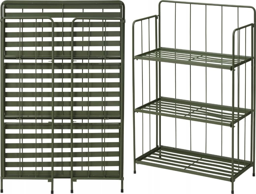Ambiance Regał na kwiaty metalowy, zielony, 3 poziomy, 90 cm