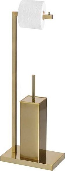 Springos Stojak na papier toaletowy ze szczotką do WC i pojemnikiem 67 cm złoty UNIWERSALNY