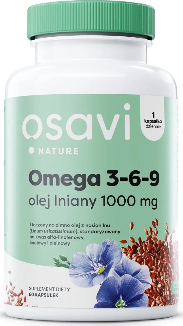 Osavi Osavi - Omega 3-6-9 Olej Lniany, 1000mg, 60 kapsułek miękkich