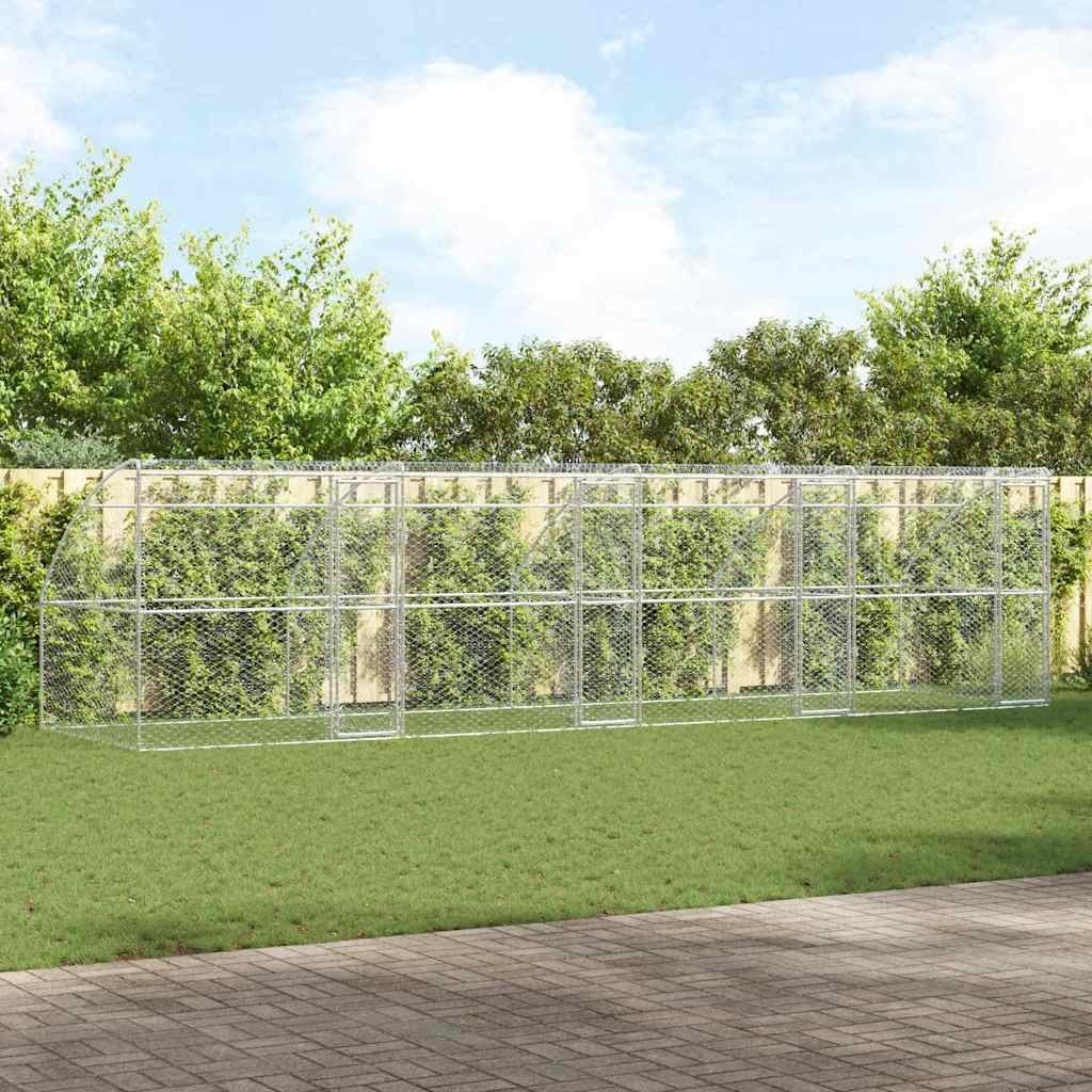 vidaXL Kenel dla Psów z miejscem na przechowywanie 4 pcs srebrny 8 x 2 x 2 m Stal