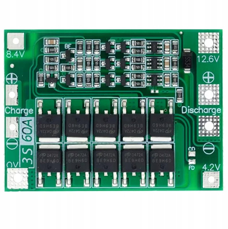 MODUŁ ŁADOWANIA PCM PCB LI-ION 18650 3S Z BALANSEREM 60A ZABEZPIECZENIE HQ