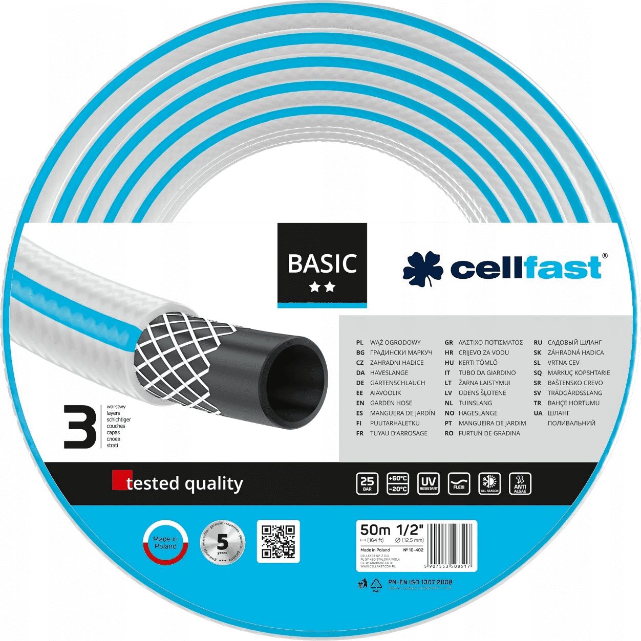 Cellfast wąż ogrodowy basic 1/2"50 m (10-402)