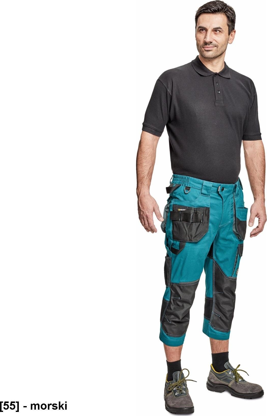 CERVA DAYBORO spodnie 3/4 - męskie spodnie 3/4 robocze, odblaskowe elementy, 100 % TRIFIBETEX - morski 54