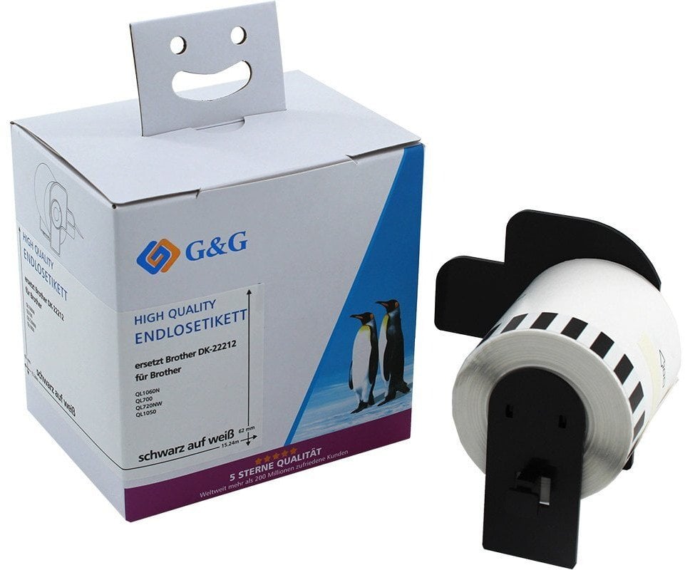 G&G Endlos-Et. 62 mm x 15,24 sw- Komp. m. Brother DK-22212