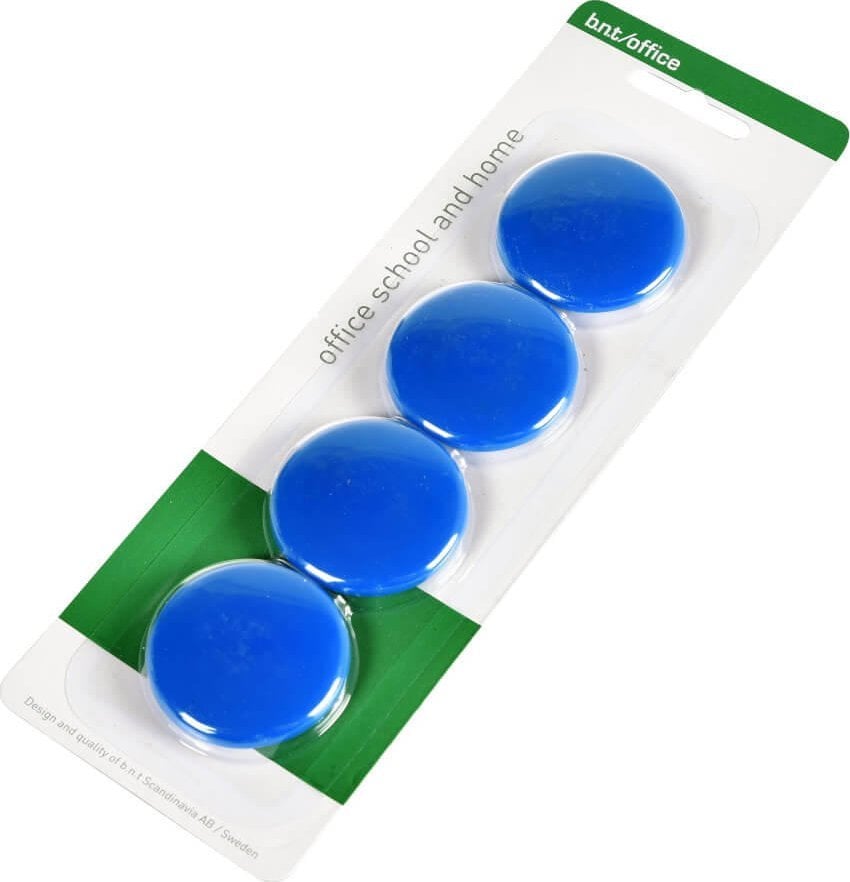 Stickn Magneter bnt blå Ø40mm blister 4stk/pak - (4 stk.)
