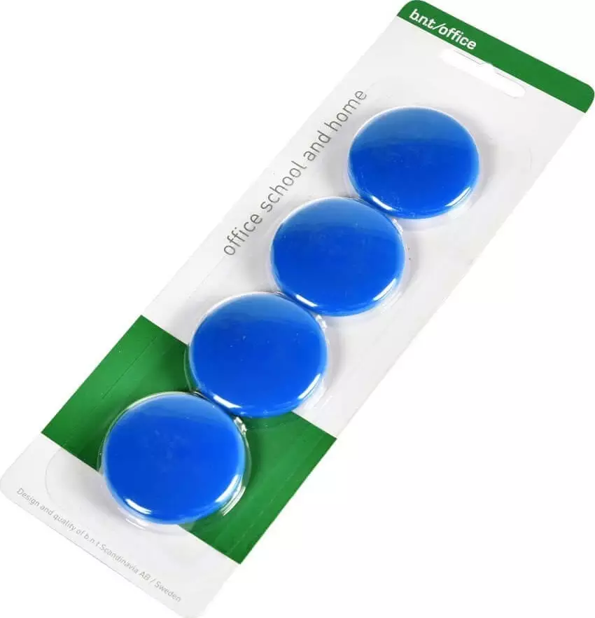 Stickn Magneter bnt blå Ø40mm blister 4stk/pak - (4 stk.)