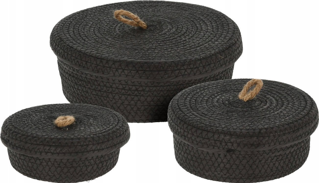Home Styling Collection Dekoracyjne koszyki do przechowywania, jutowa pokrywka, 3 sztuki