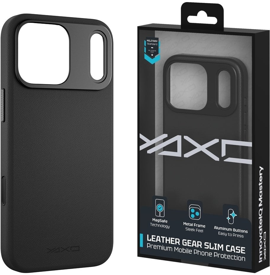 Yaxo Etui na telefon Leather Gear Slim Case MagSafe iPhone 17 Pro Dusty Black